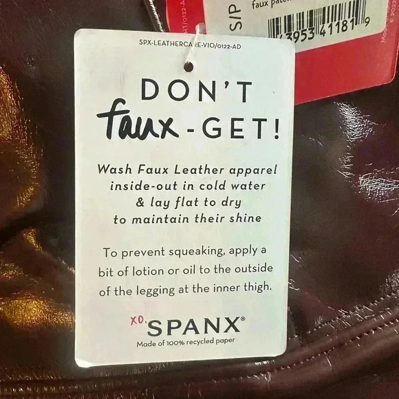 SPANX SPANXshape Faux Patent Leather Leggings Ruby Red Pt.Small, Medium, Large - Picture 13 of 16